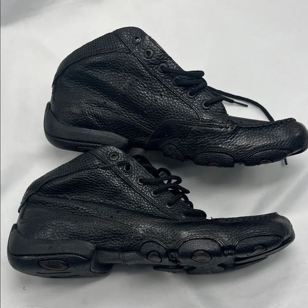 Leather Twisted X Black Lace Up Chukka Driving Mocs Boots
